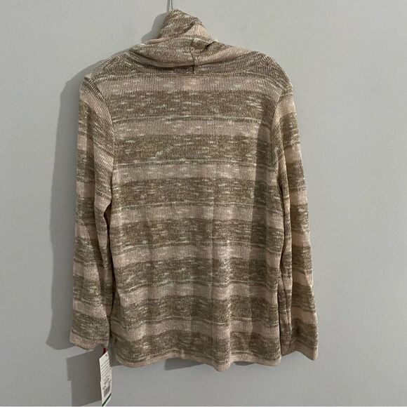 Ruby Rd. Cowl Neck Sparkly Knit Long Sleeve Striped Sweater - Picture 4 of 4